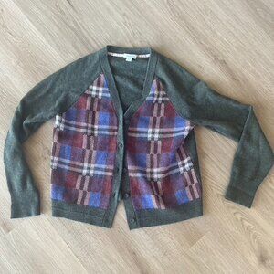 Sundance Clare Plaid Cardigan Sweater M